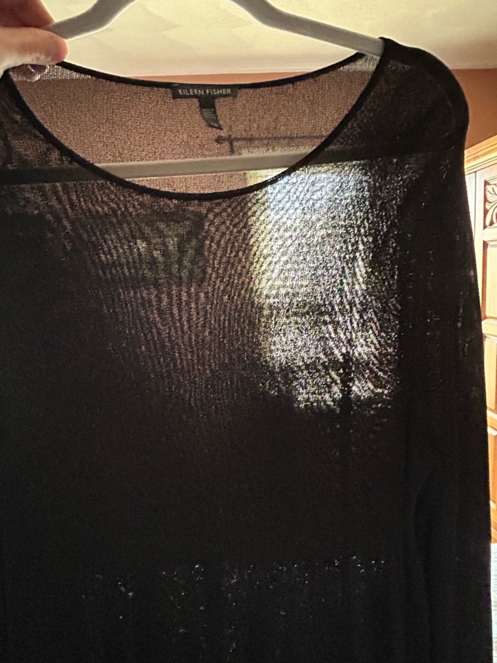 Eileen Fisher asymmetrical hem tunic Semi Sheer Metallic - Picture 9 of 9